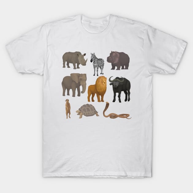 Wild African Animals T-Shirt by Mako Design 